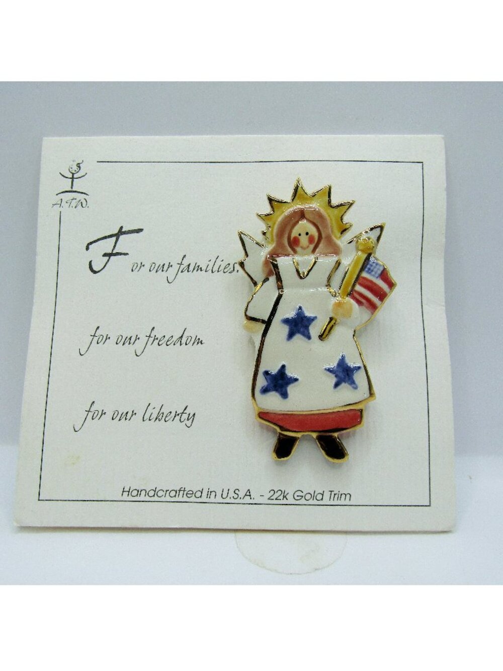 Art To Wear Angel With Flag Brooch